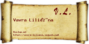 Vavra Liliána névjegykártya